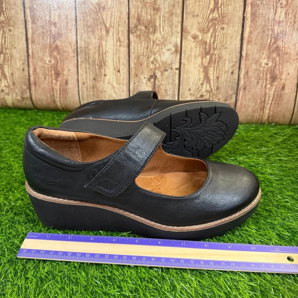 Eurosoft Franlee Mary Jane Shoes Womens Size 10 Black Wedge Platform Comfort